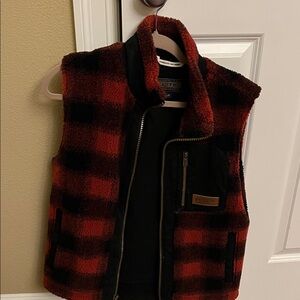 Pendleton Red and Black Checkered Fleece Vest